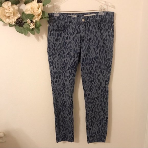 Anthropologie Pilcro Blue Leopard Skinny Jeans - Picture 4 of 5
